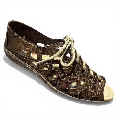 Romulo Sandalia Cuero Bronce Mujer Talla 36 Ref 8202